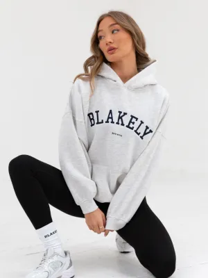 football attire Streetwear Essential Varsity Oversized Hoodie - Marl White