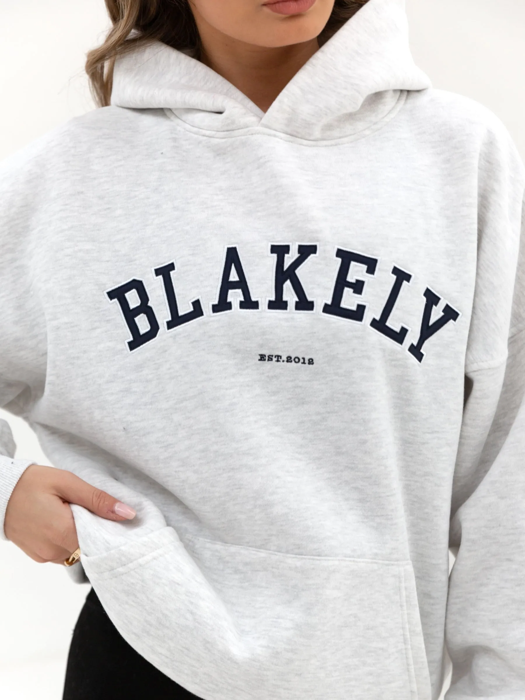 Varsity Oversized Hoodie - Marl White Urban Style Fleece Lined