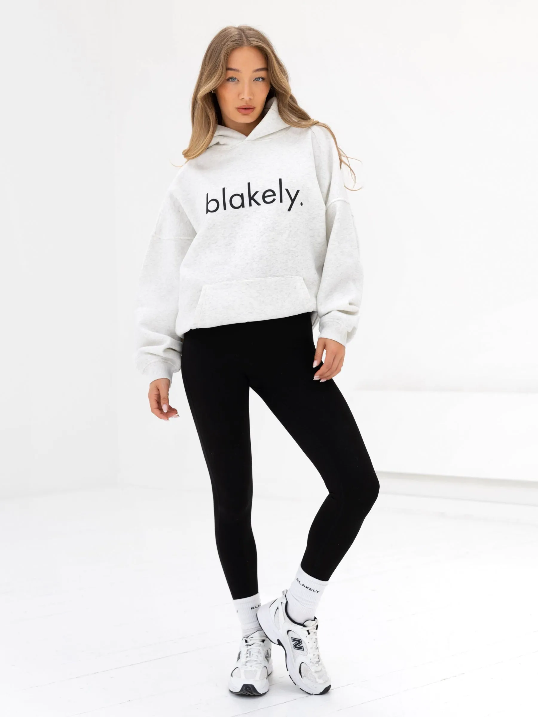 Street Look Wear Logo Oversized Hoodie - Marl White
