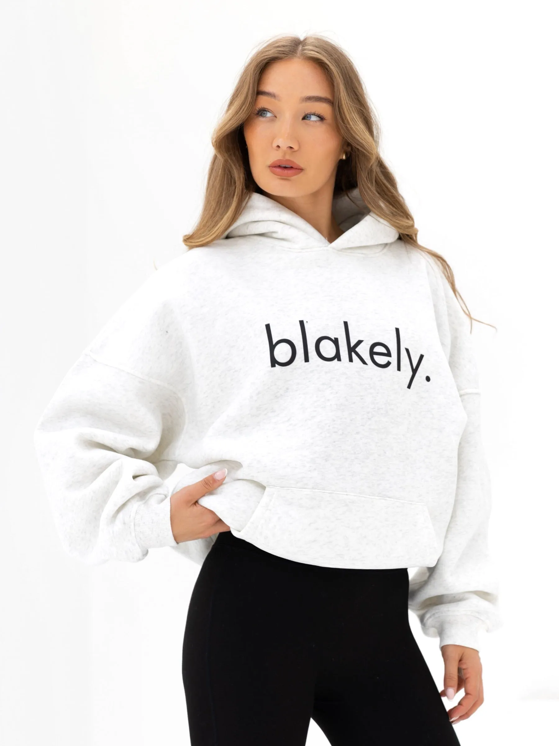 Home Office Attire Cosplay wear Logo Oversized Hoodie - Marl White