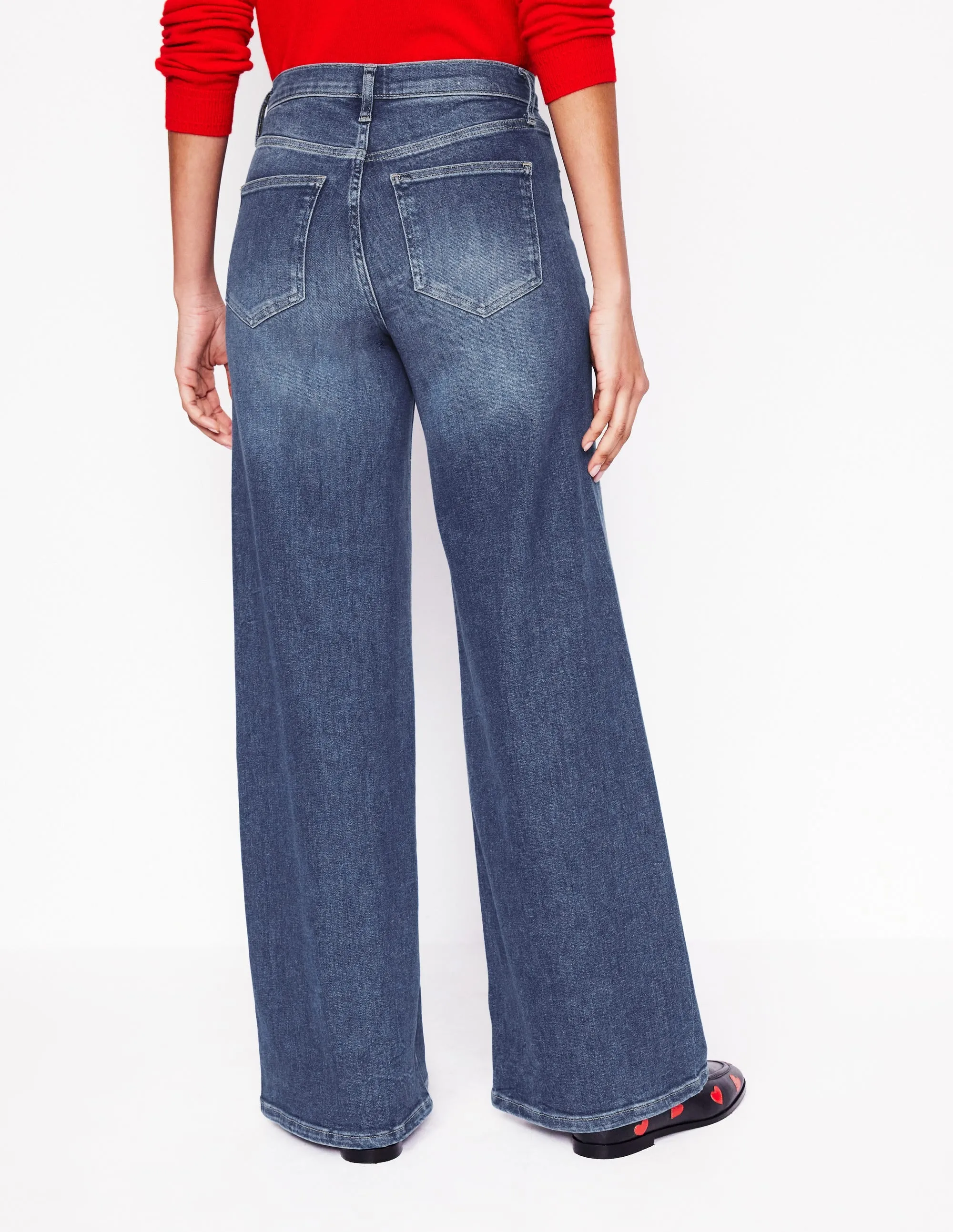 High Rise Wide Leg Jeans-Mid Vintage Daily Choice Non Irritating Inner Lining
