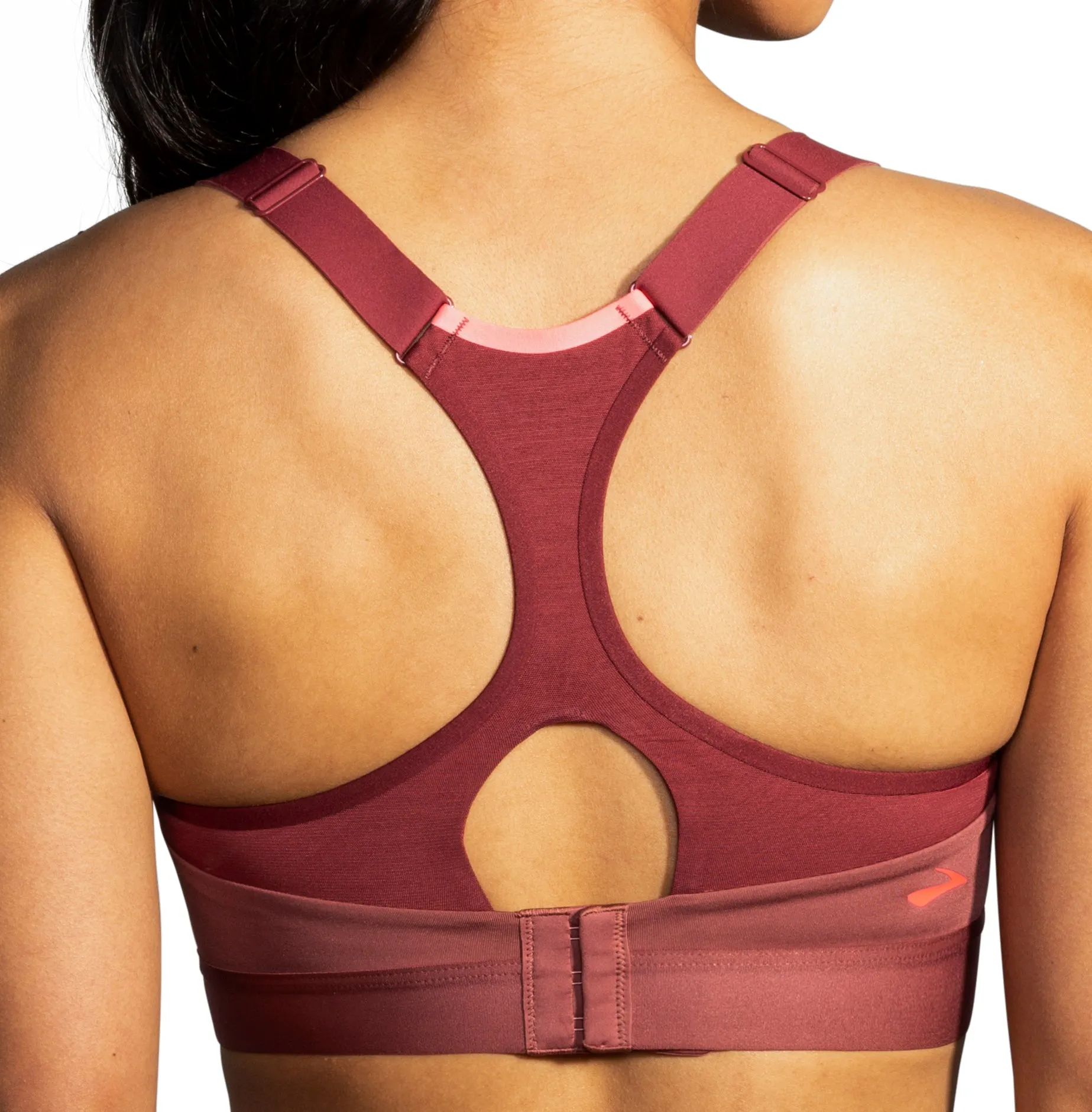 Brooks Dare Racerback Womens Sports Bra - Red Removable straps seams Non slip grip