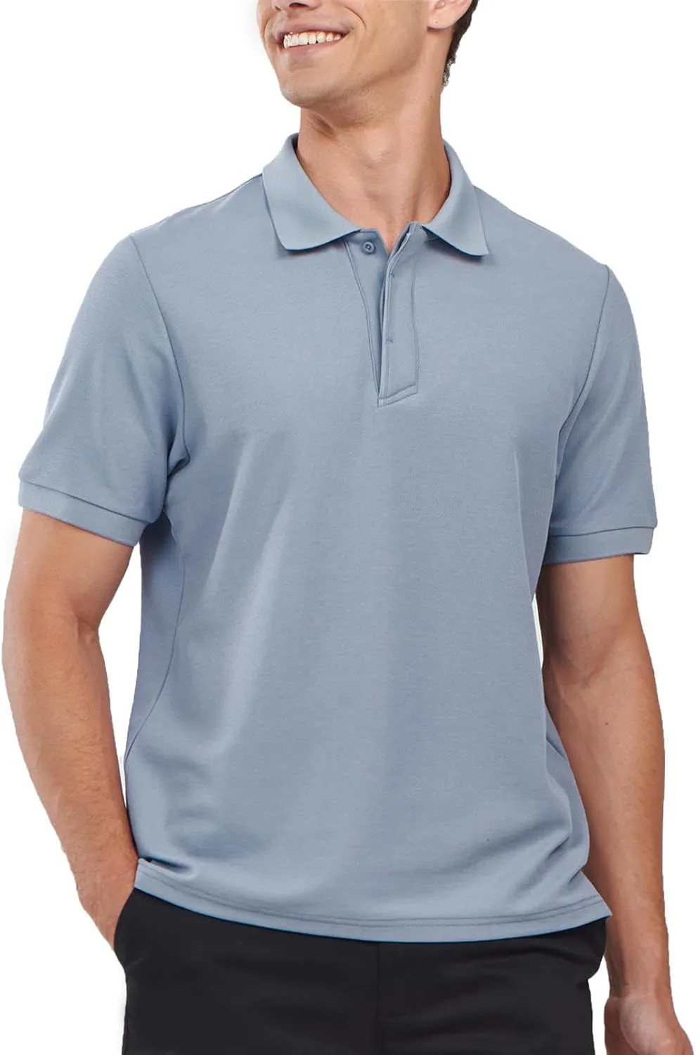 Men's Cotton Tennis Polo Shirts Golf Pickleball Casual Knitted T-Shirt Multipanel Construction NoChafe Collar Lining