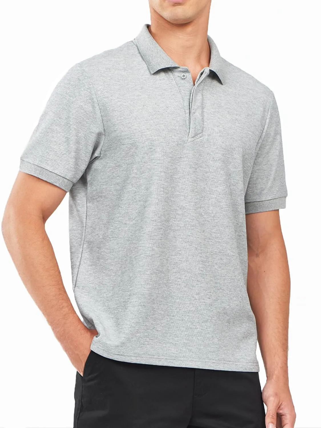Men's Cotton Tennis Polo Shirts Golf Pickleball Casual Knitted T-Shirt Mesh Lined Back Wrinkle Free Treatment