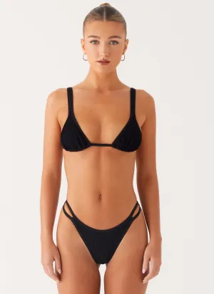Croatia Bikini Bottoms - Black Multi Strap Support Eco Friendly Dye Process