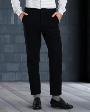 Water Repellent Black Wool Chino