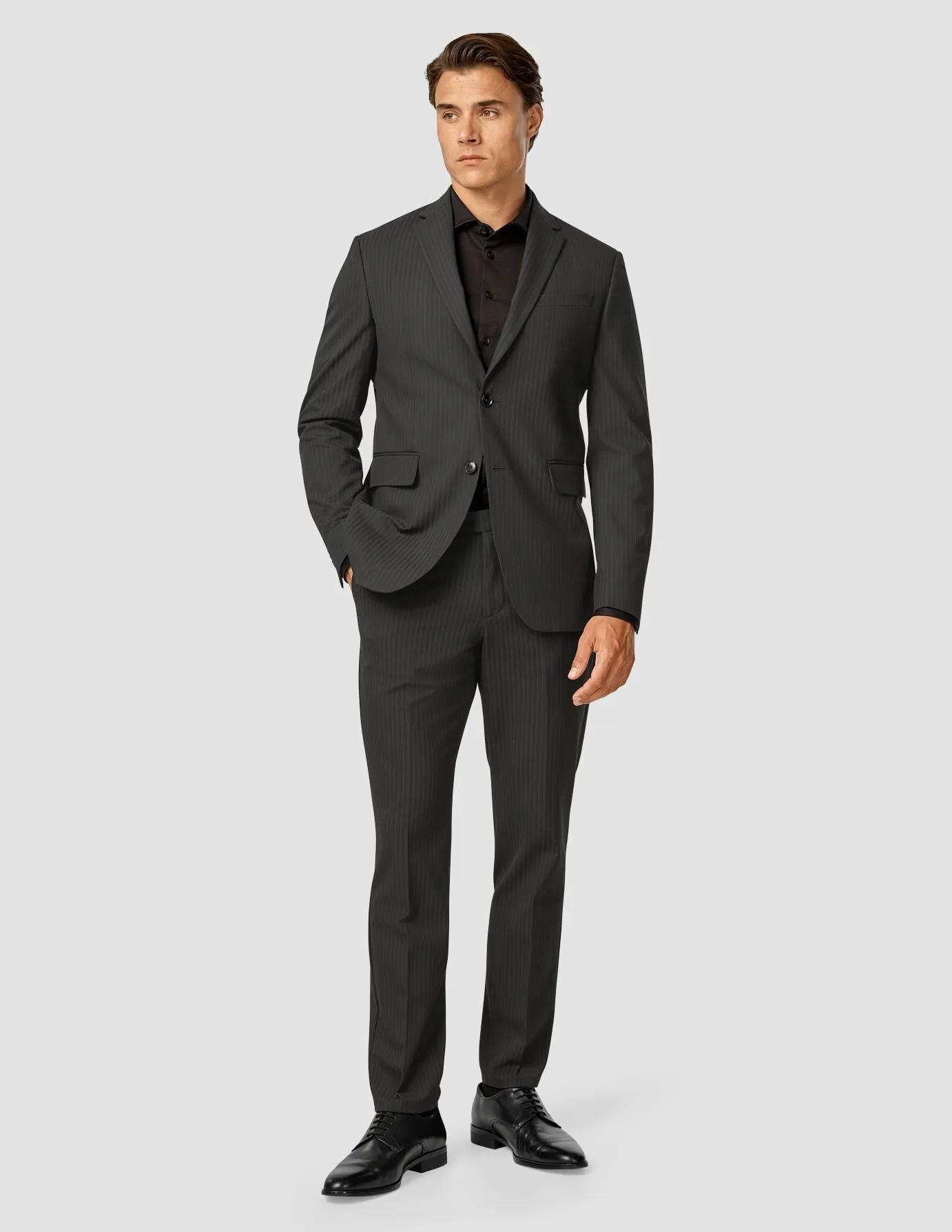 Essential Suit Pants Regular Asphalt Pinstripe Comfy Vibes Flexible Fabric