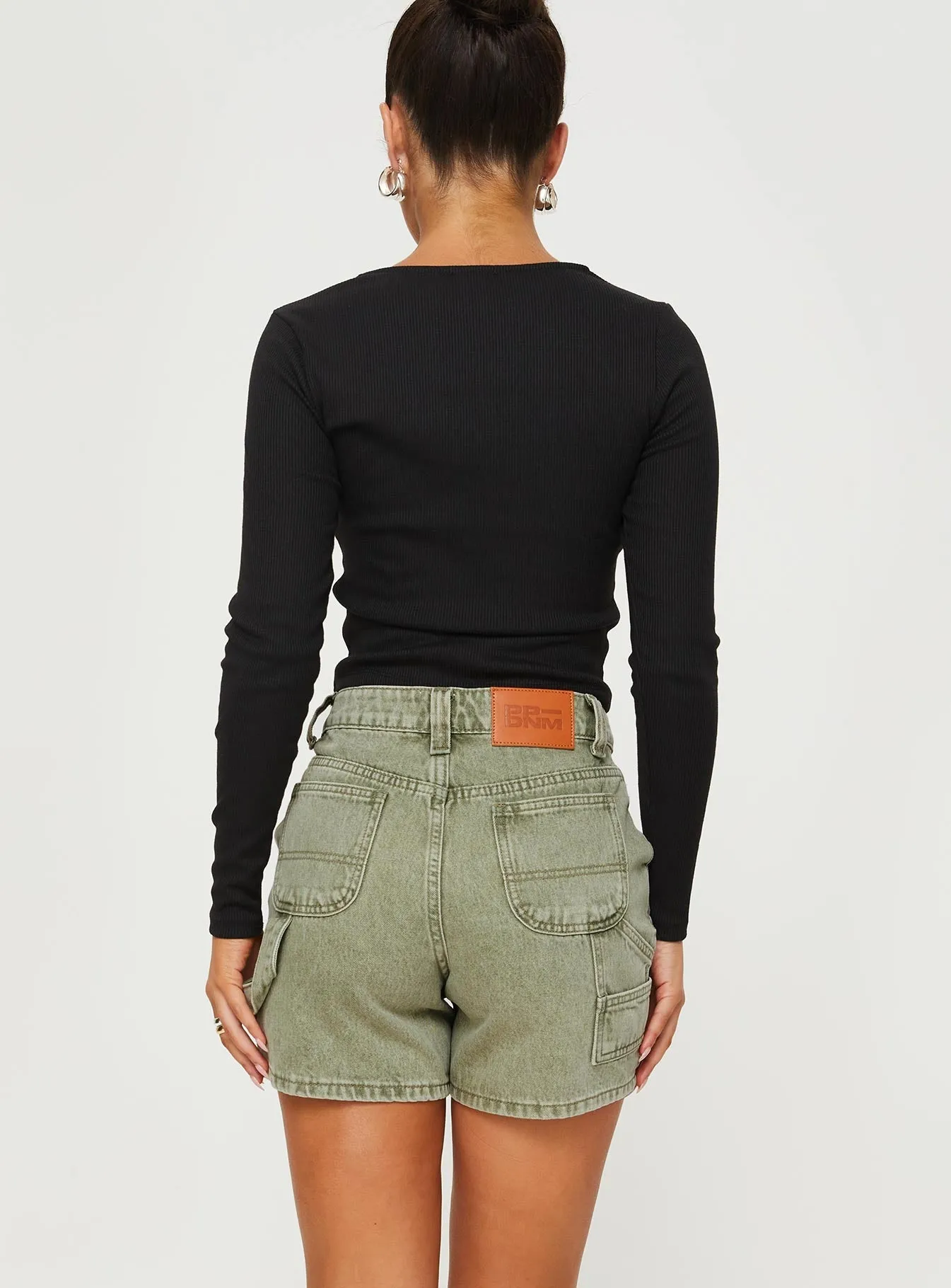 Loose Fit Lou Carpenter Denim Shorts Washed Green