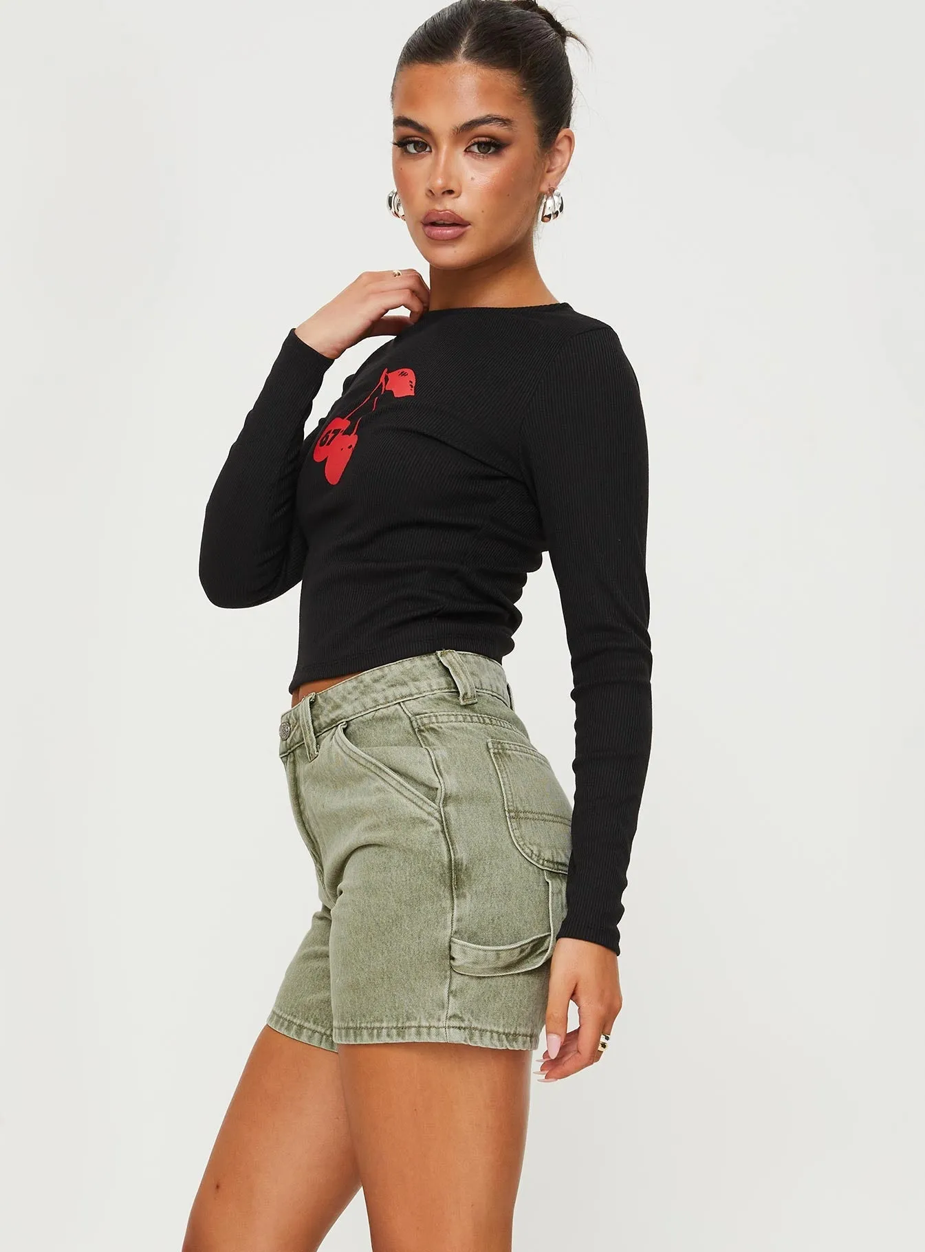 Lou Carpenter Denim Shorts Washed Green Meta Mood Rain Fit