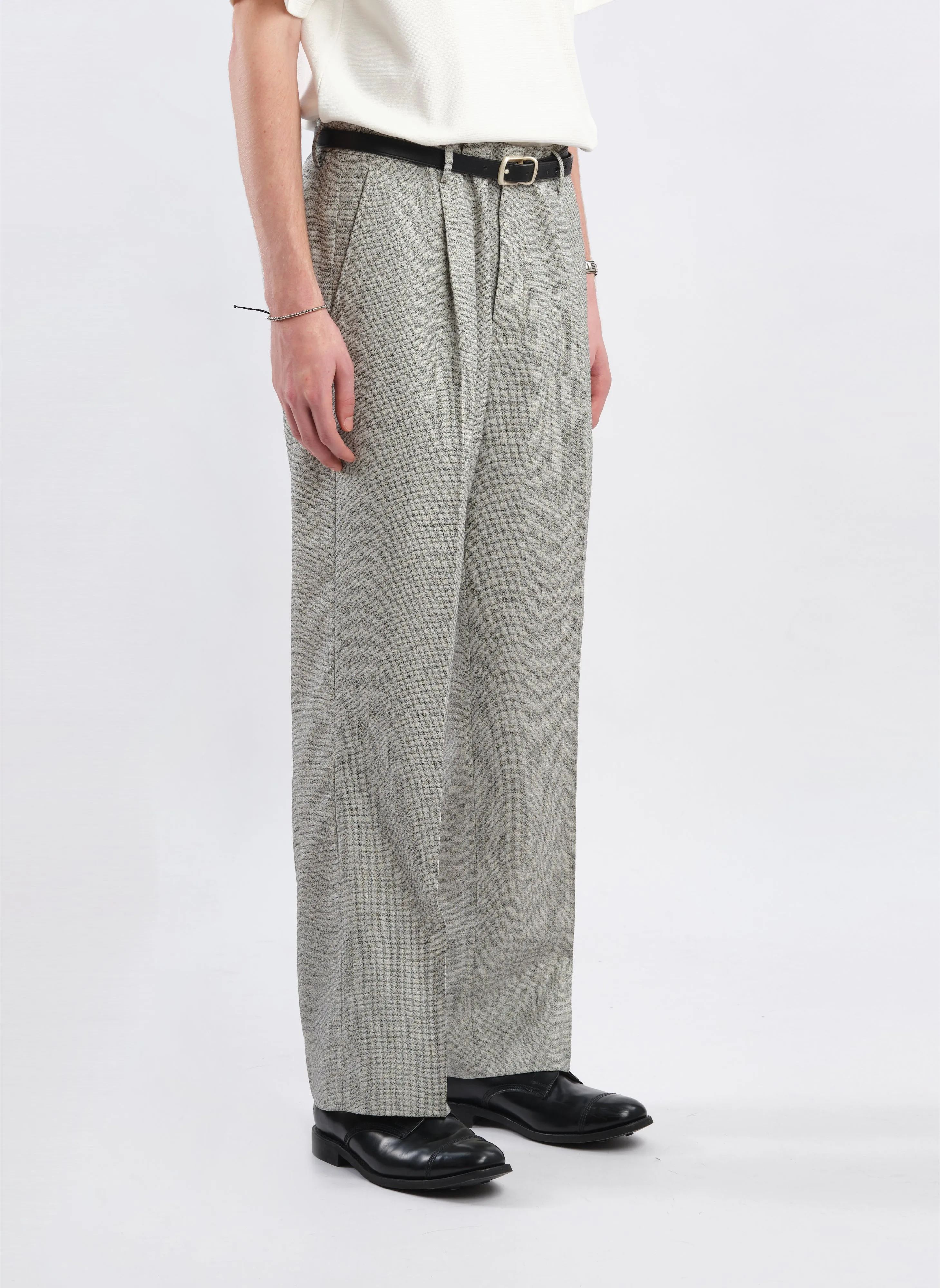 Heart Glow Reflective details Marzotto Organic Wool Pleated Suit Pants