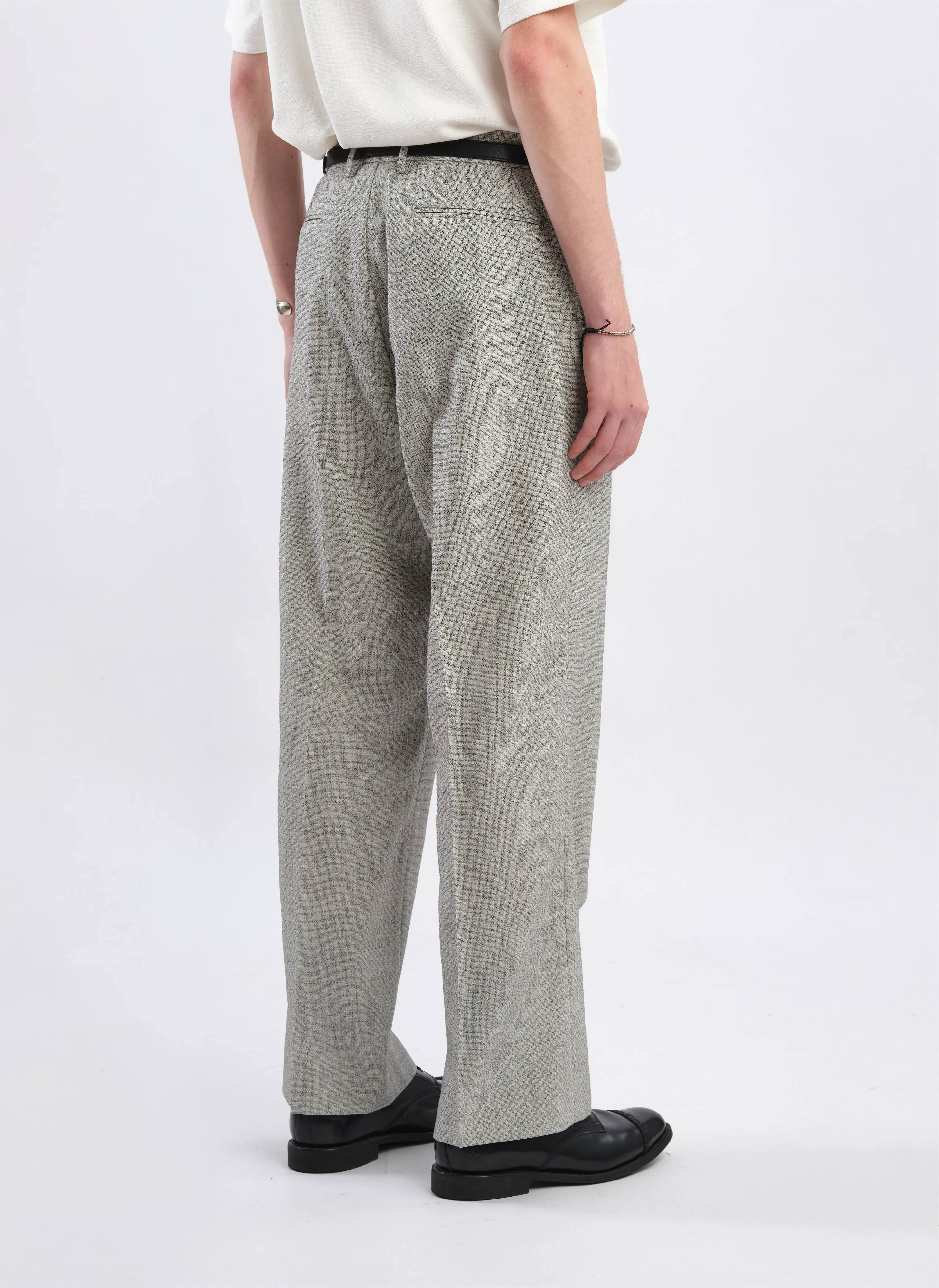 Peace Flow Marzotto Organic Wool Pleated Suit Pants
