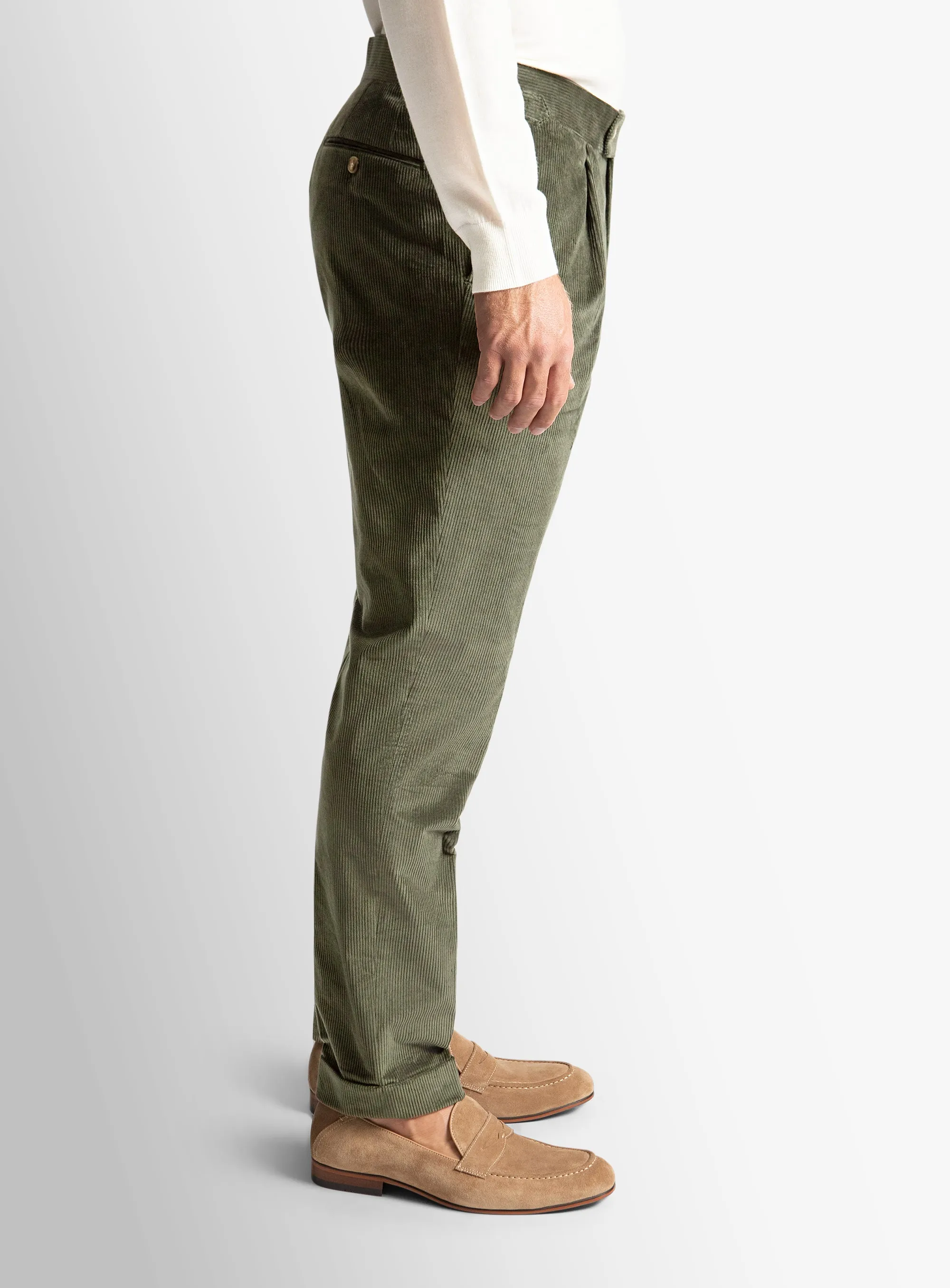 Layered Panel Design Sienna Corduroy Green Trousers