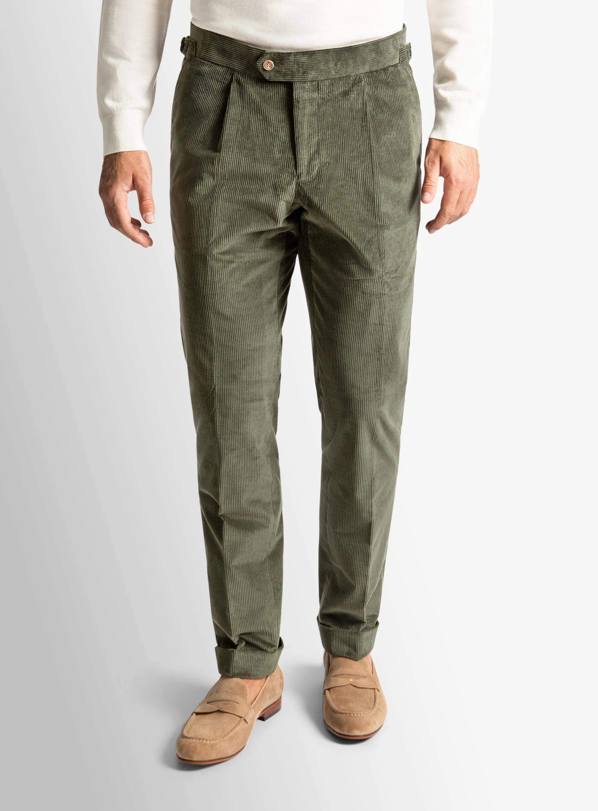 Comfortable Stretch Chilly Day Ready Sienna Corduroy Green Trousers