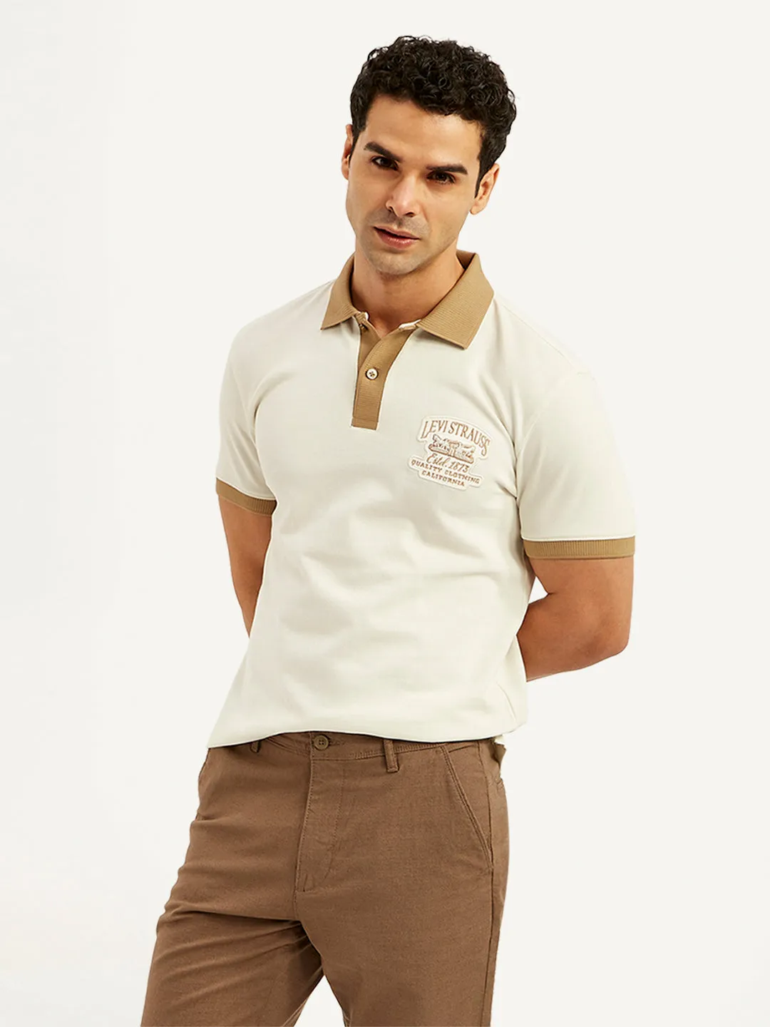 Men's Patchwork Slim Fit Polo T-Shirt Office Appropriate