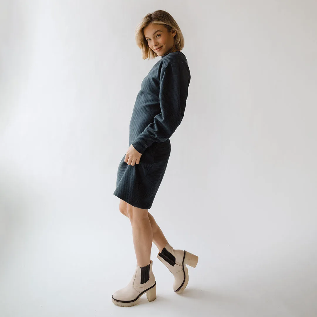 StretchableMaterial Move Fast Atlas Ribbed Sweater Dress, Navy