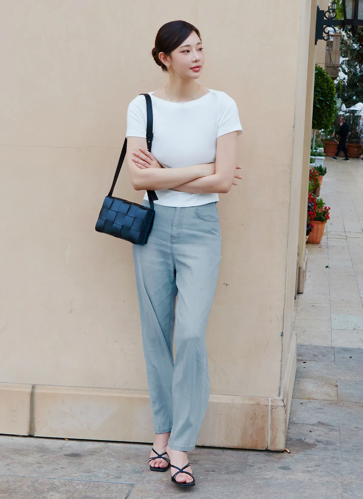 Easy Denim Wide Pants Jewel tone UVProtection