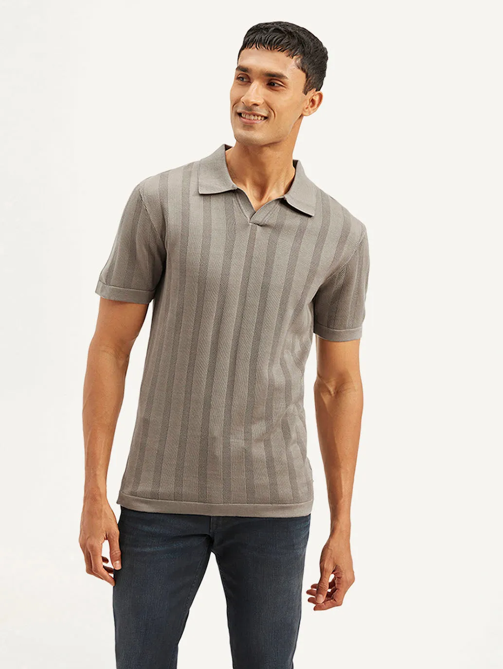 Men's Redloop Striped Slim Fit Polo T-shirt Breathable Knitwear AntiFade Technology
