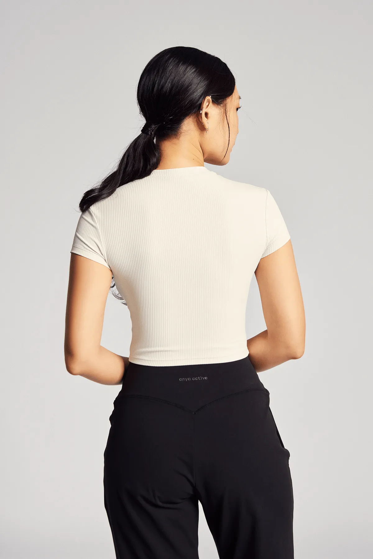 Sporty and Cool Relaxed Torso Fit Baby Tee (Rib) in Yoghurt
