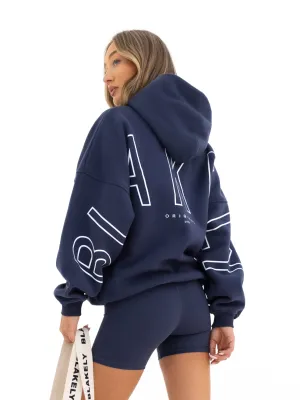 Steampunk style Outline Isabel Oversized Hoodie - True Navy