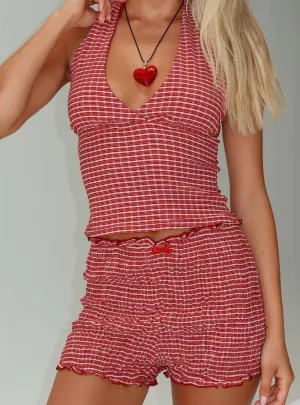 StaticResistantLining Sugarplum Micro Shorts Red Check