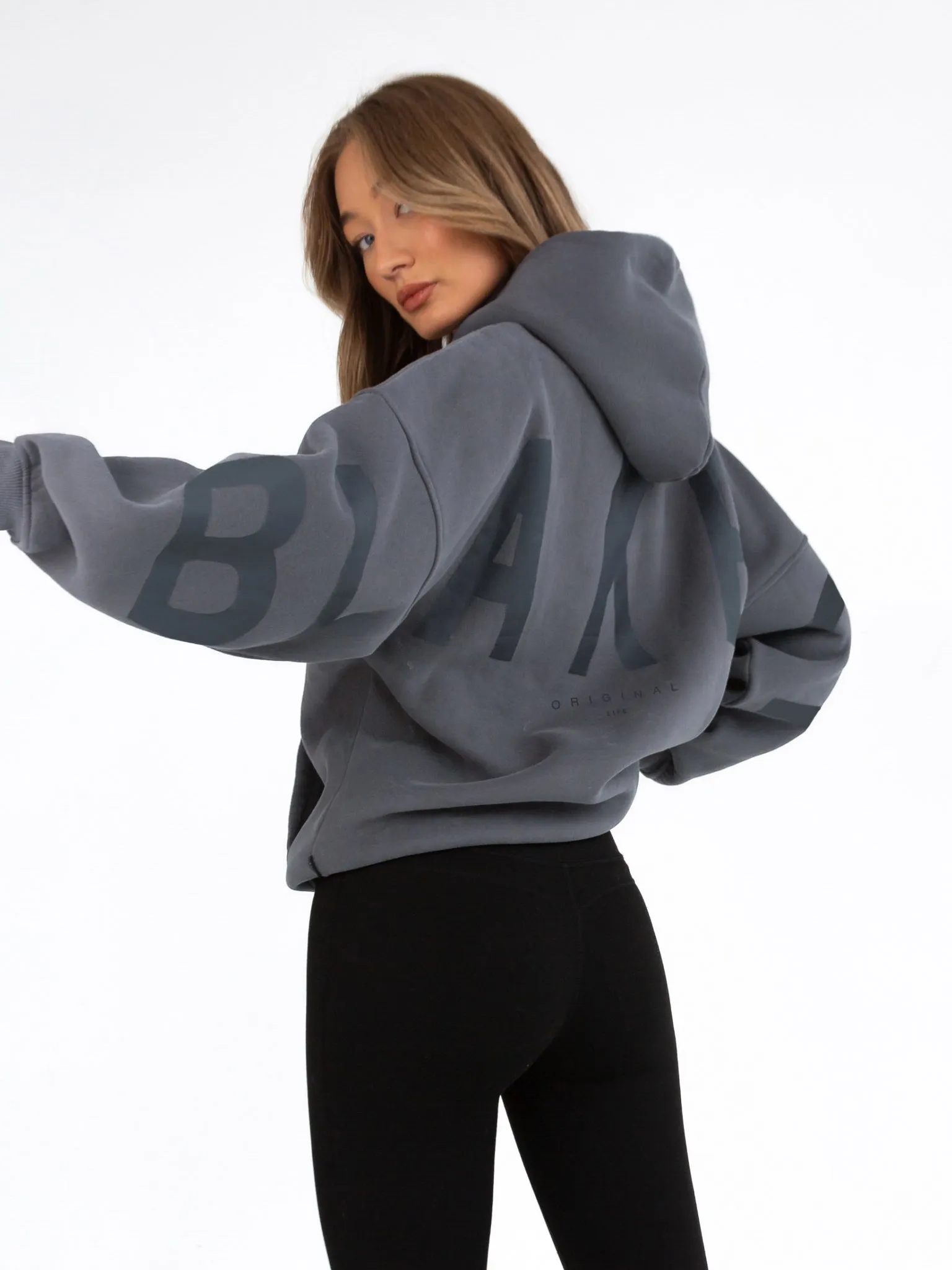 Long Sleeves Tonal Isabel Oversized Hoodie - Charcoal
