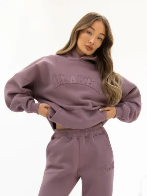 Tonal Varsity Oversized Hoodie - Soft Mauve Casual Outfit