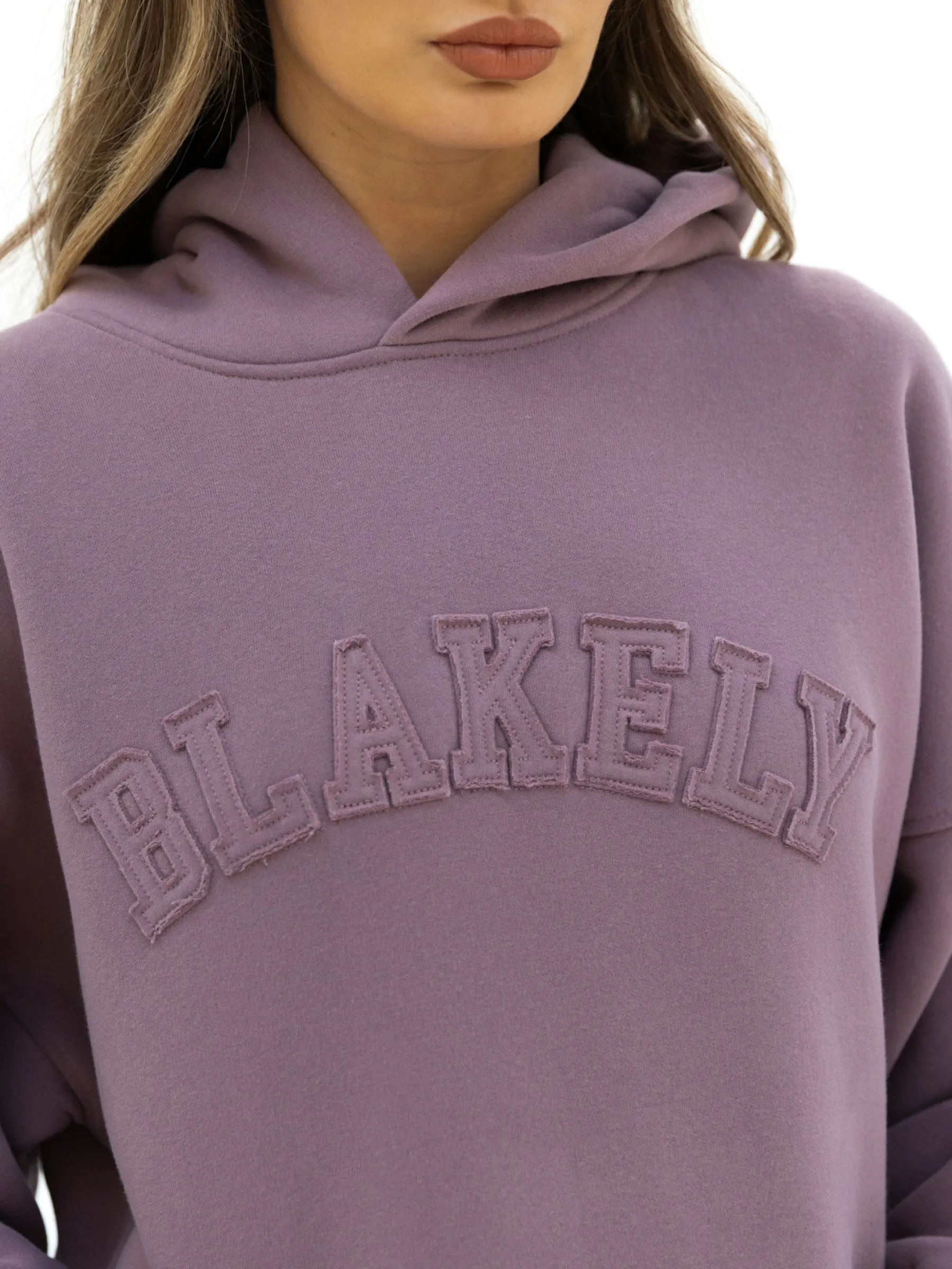 Pronghorn like Moisture Wicking Finish Tonal Varsity Oversized Hoodie - Soft Mauve