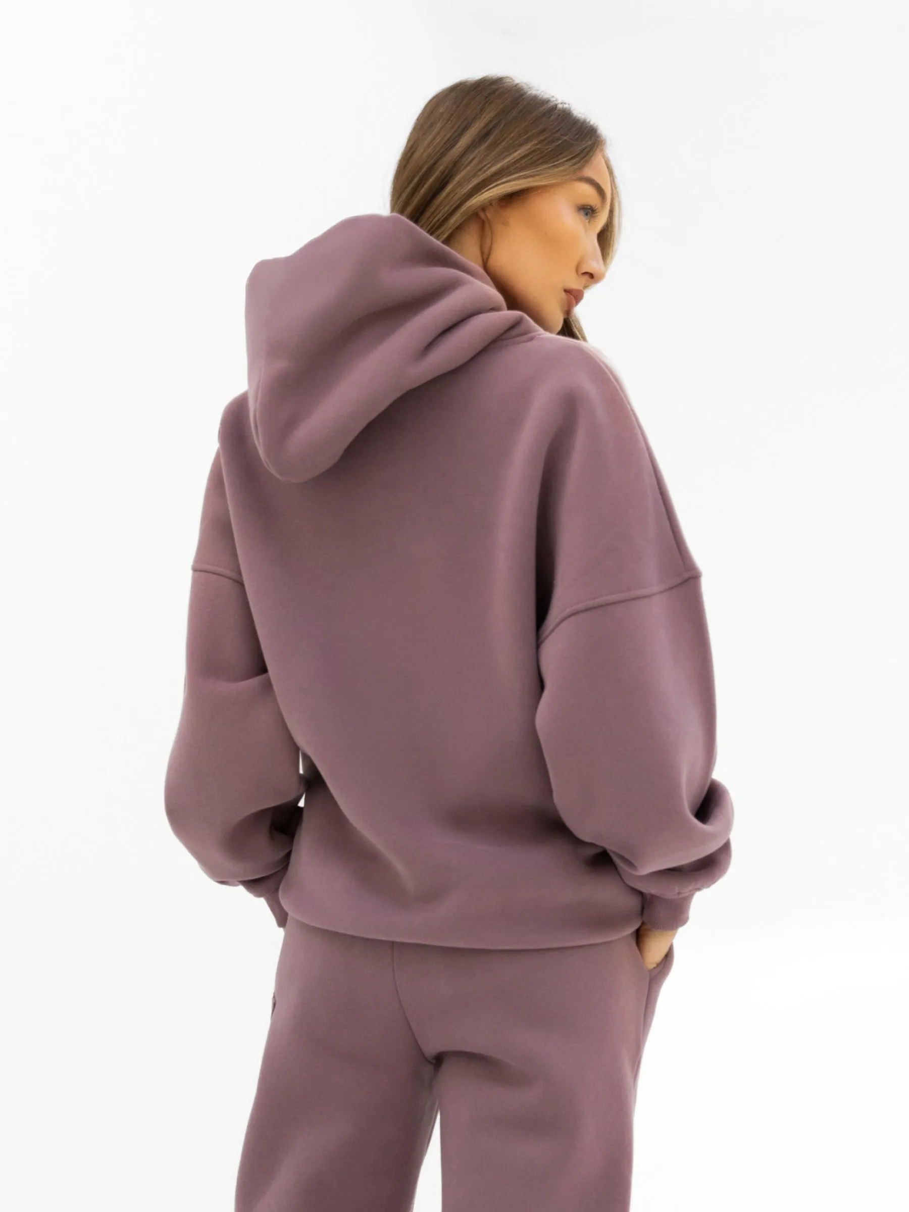 Tonal Varsity Oversized Hoodie - Soft Mauve Porcupine like Platypus like