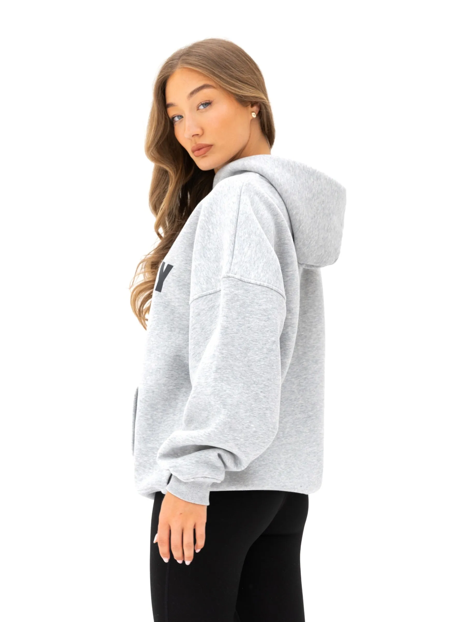 Studio Oversized Hoodie - Marl Grey Top Rated Androgynous style
