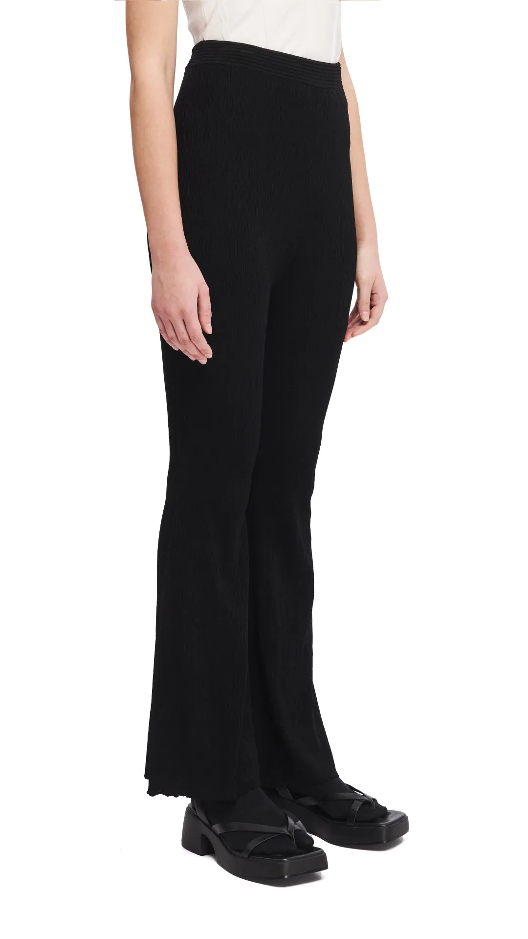 Knitted Boot-cut Pants Adjustable drawstring
