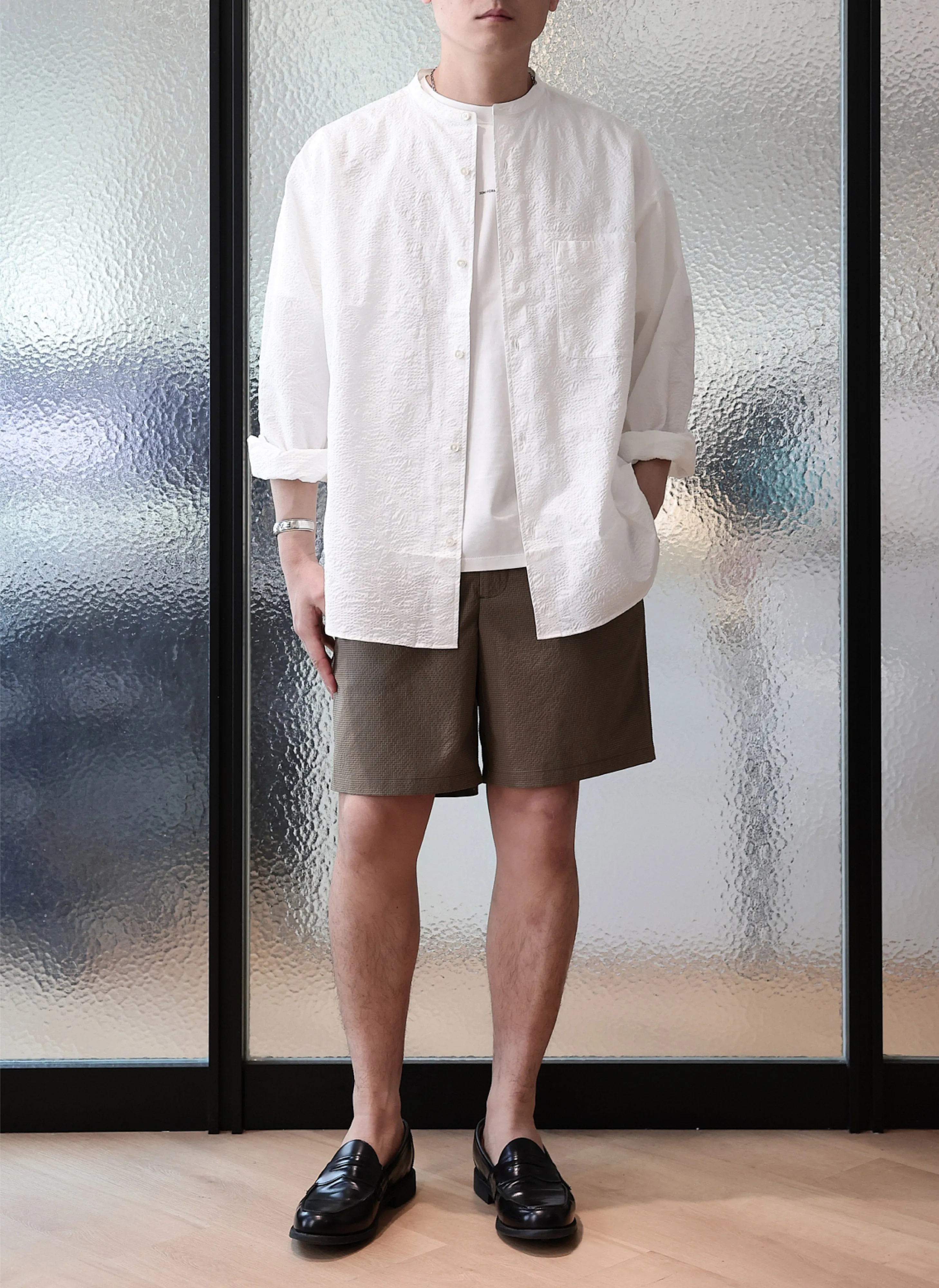HighCollared Design Seersuker Solotex Shorts