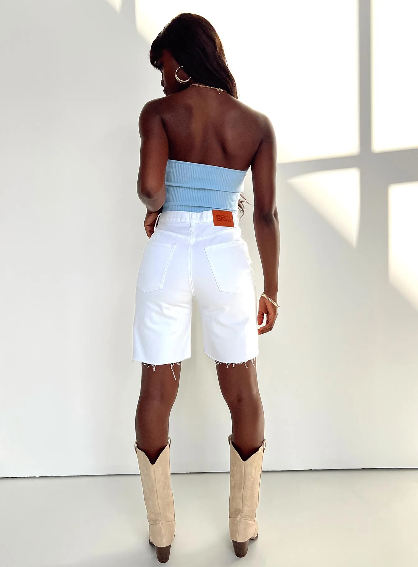 Get It Shorts White Denim Work Ready EcoDye Process