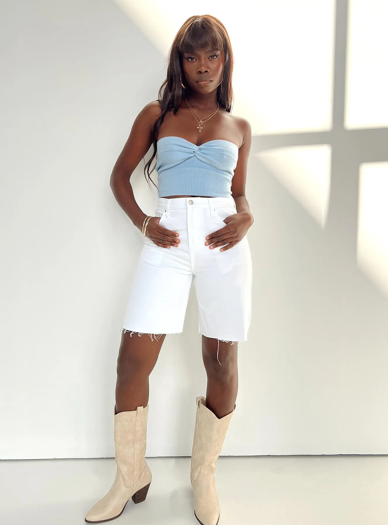 Get It Shorts White Denim ComfortWaistband
