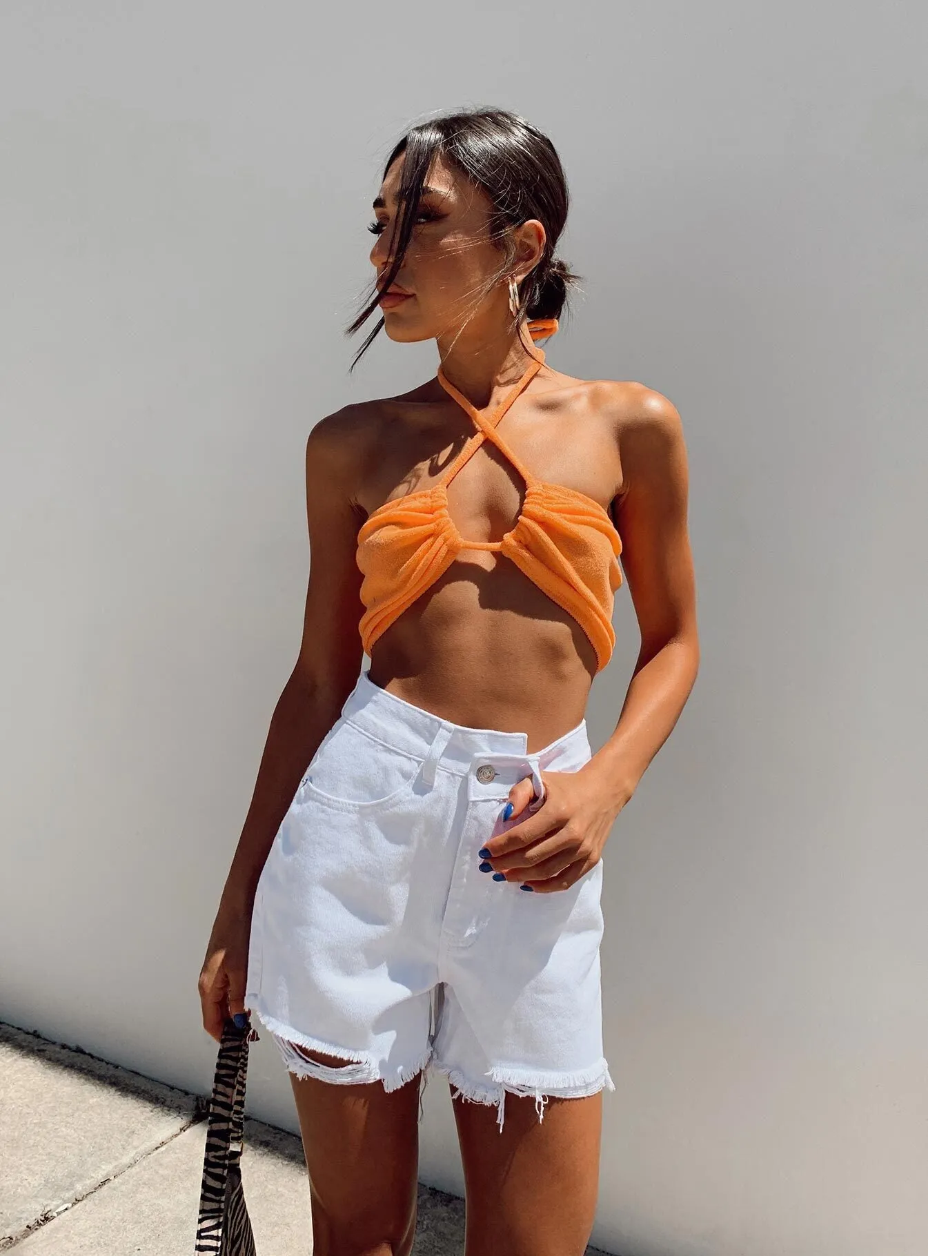 Kathleen Denim Shorts White Water Soul