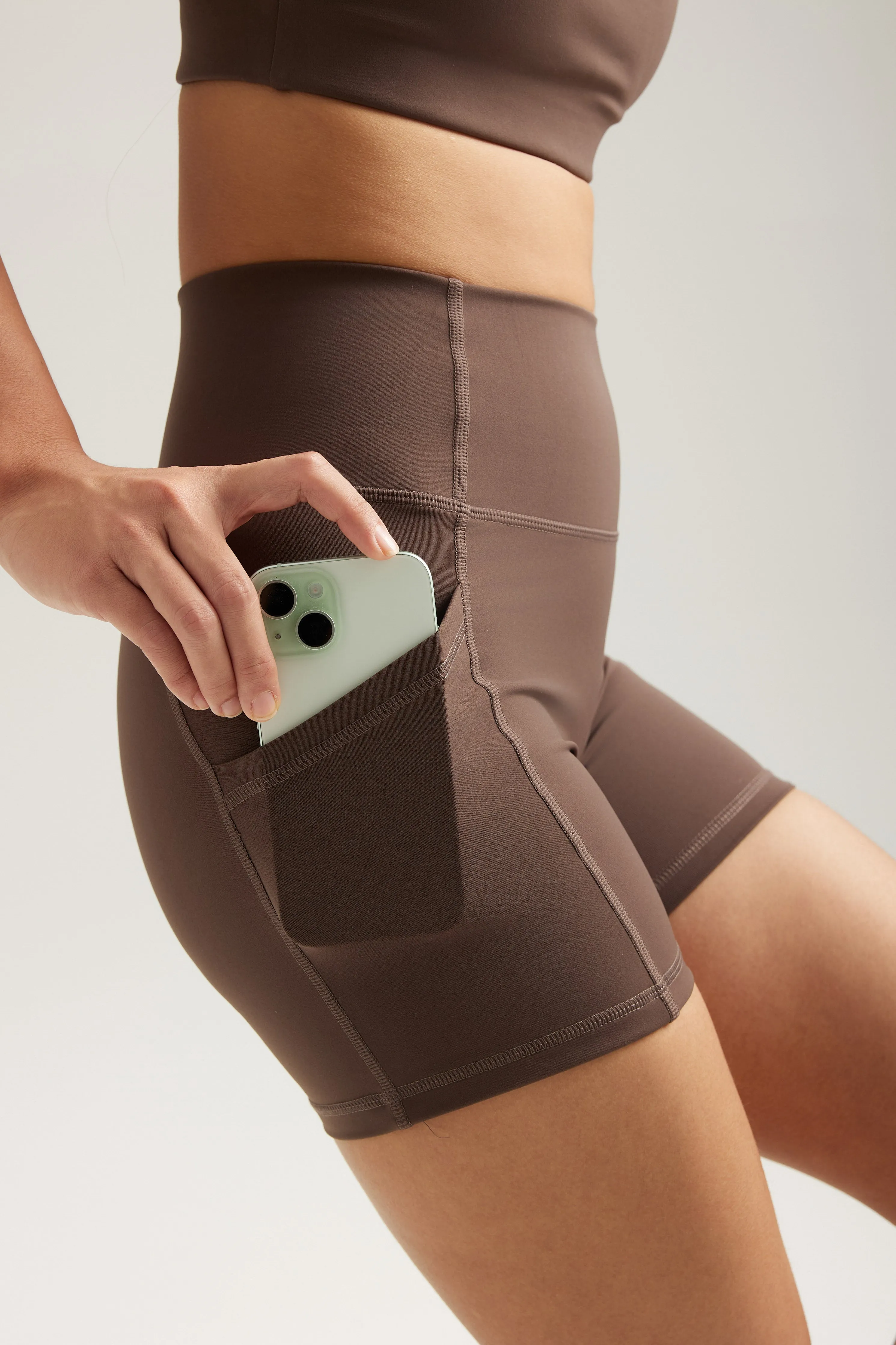 Pocket Shorts (Mini 4") in Espresso Fair trade yoga clothing