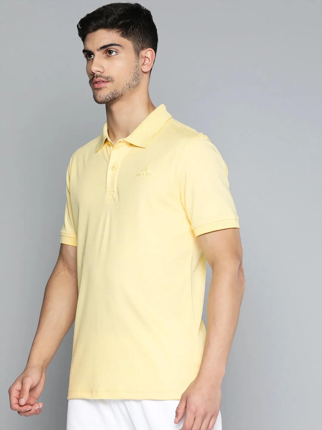 Alcis Men Polo Collar Anti Static Slim Fit Sports T-shirt Breathable Textile