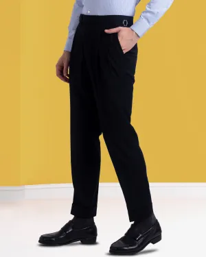 Pleated Black Washable Wool Pant Timeless Layers
