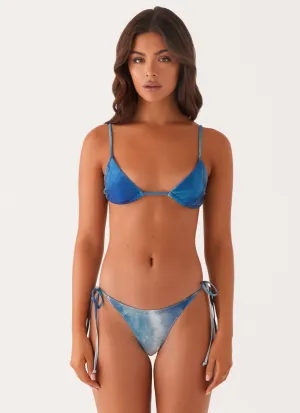 Nia Bikini Top - Blue Tie Dye Dynamic Prints