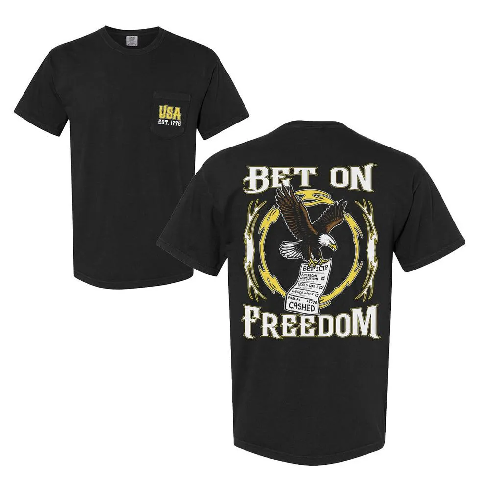 Bet On Freedom Pocket Tee Casual Vibe Wear Stylish and Cozy