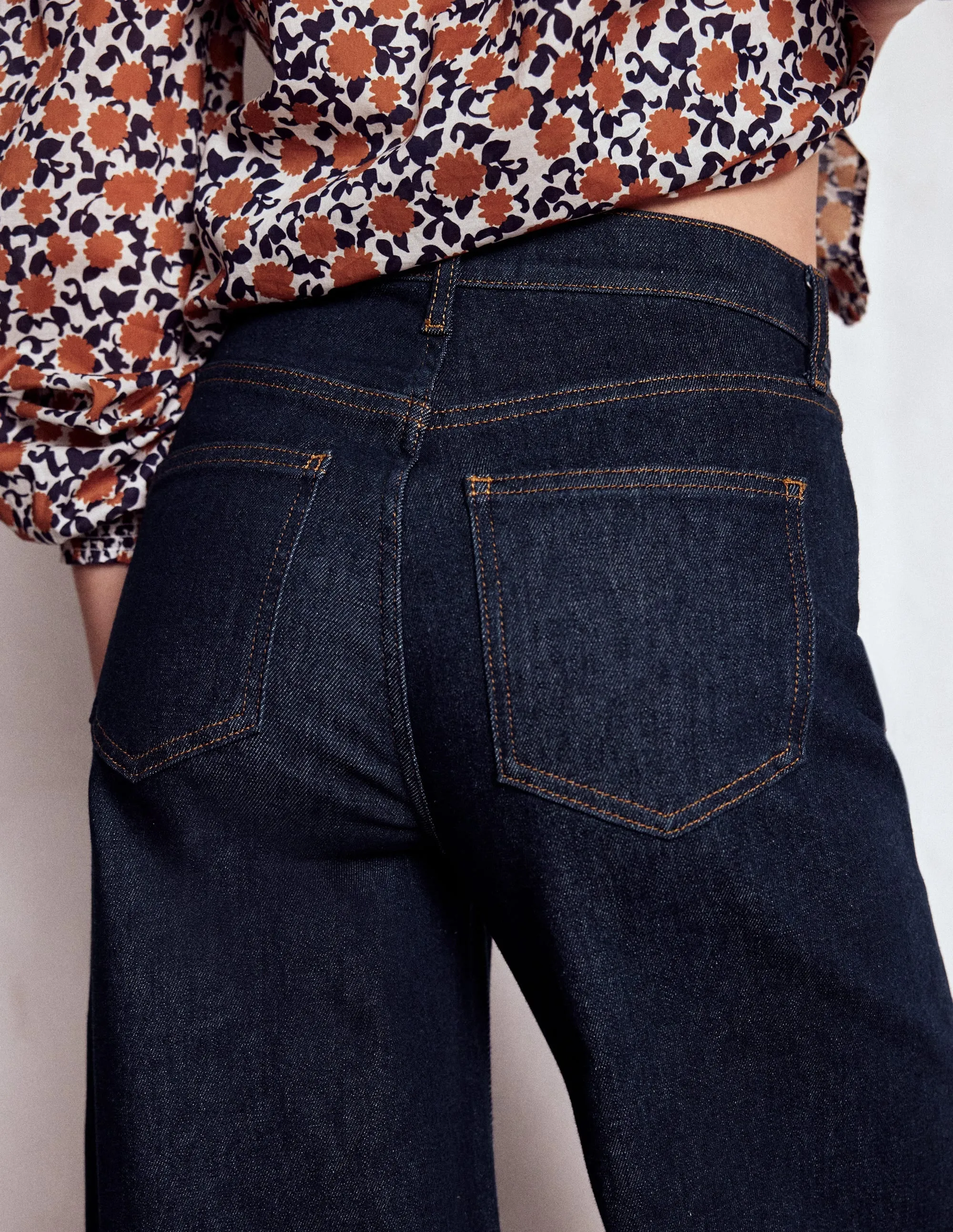 Casual Friday Picnic Style Nature Lover Urban Mood High Rise Wide Leg Jeans-Indigo Rinse