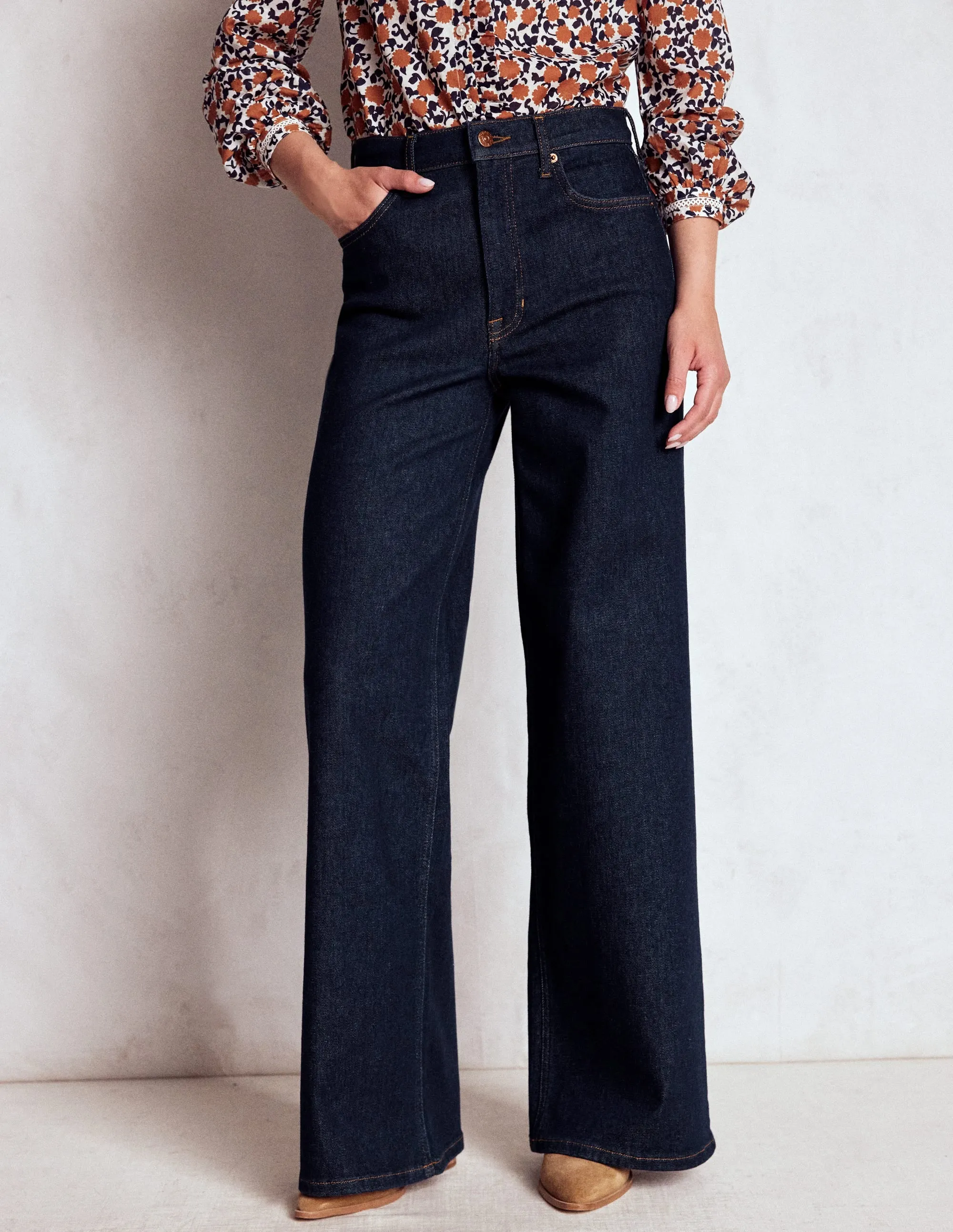High Rise Wide Leg Jeans-Indigo Rinse Function Ready Nature Lover Outdoor Adventure Autumn Days