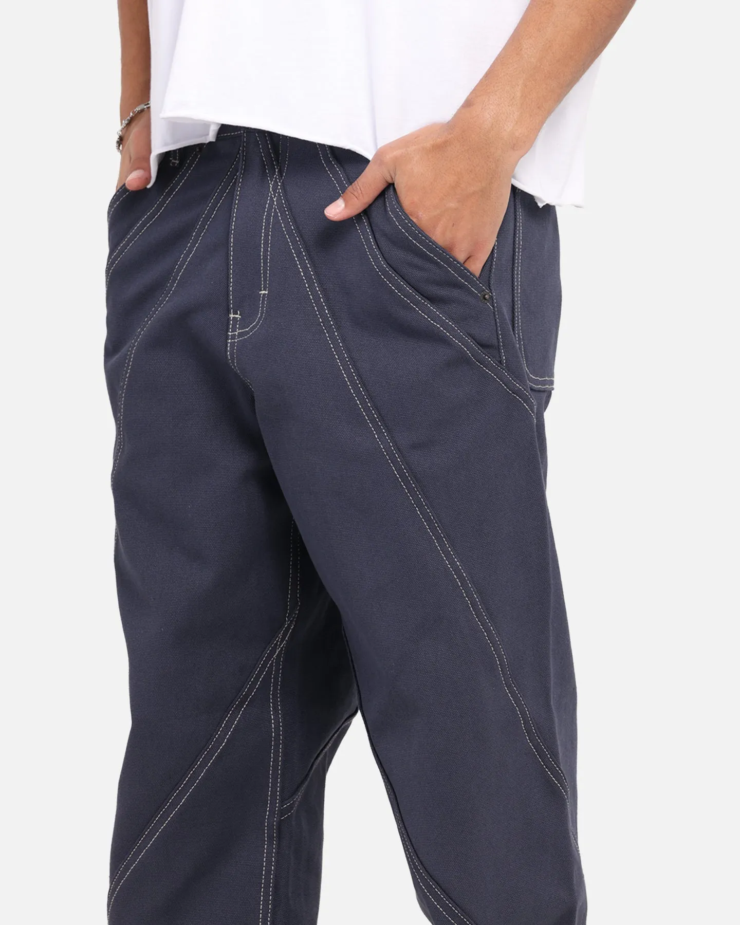fresh feel Day To Day Honor The Gift Racing Panel Pants Navy