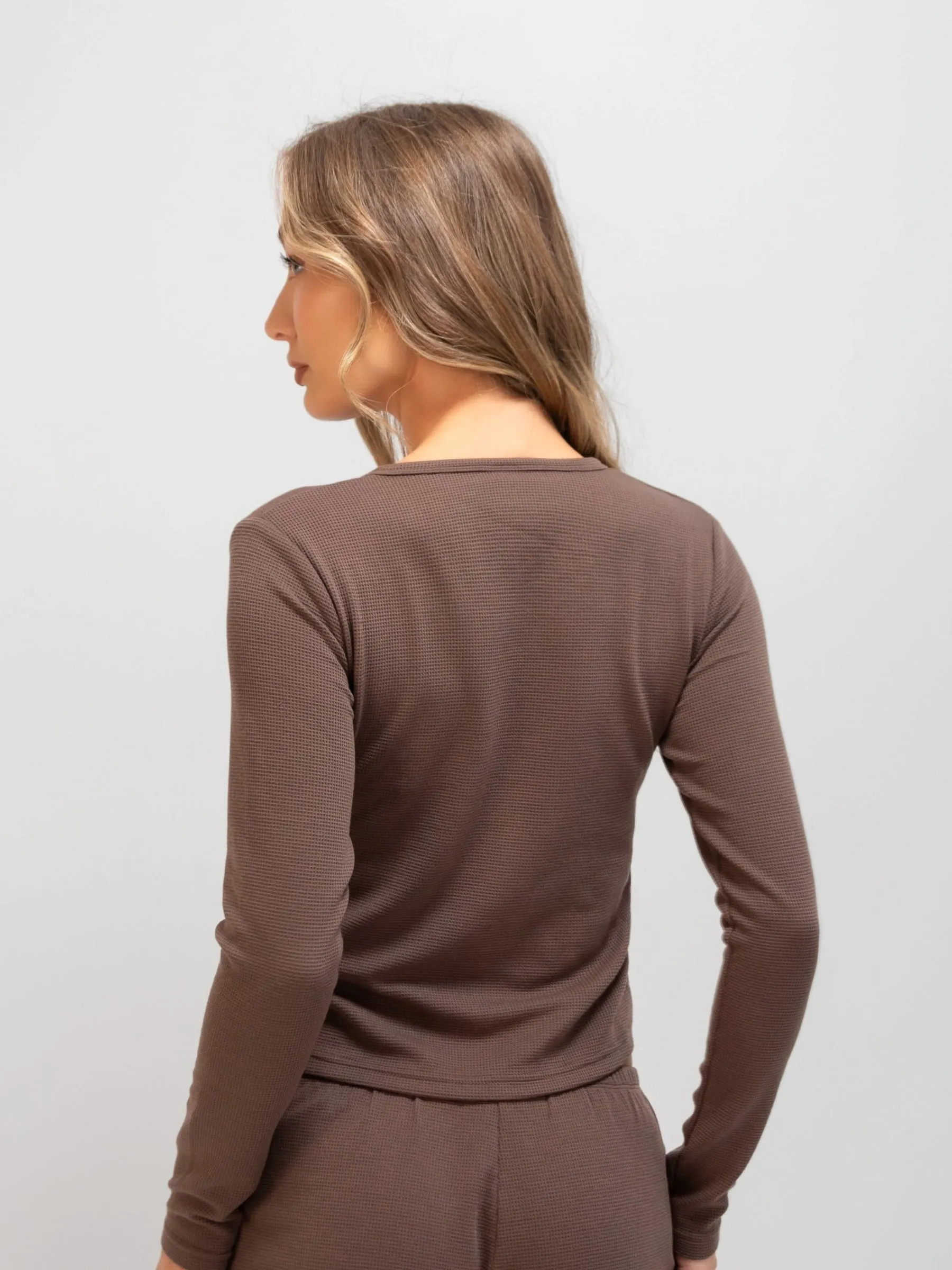 Active Fashion Easy and Relaxed Soft Waffle Cardigan - Brown