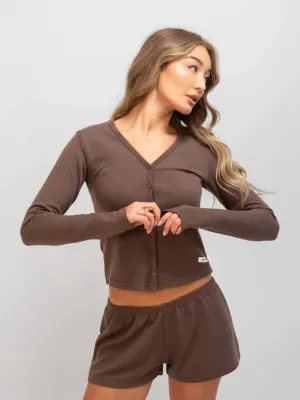 Soft Waffle Cardigan - Brown UV resistant