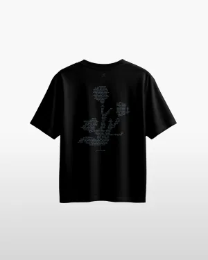 Graphic Oversized Tee in Black Sesame (One Good Move) Beaded details