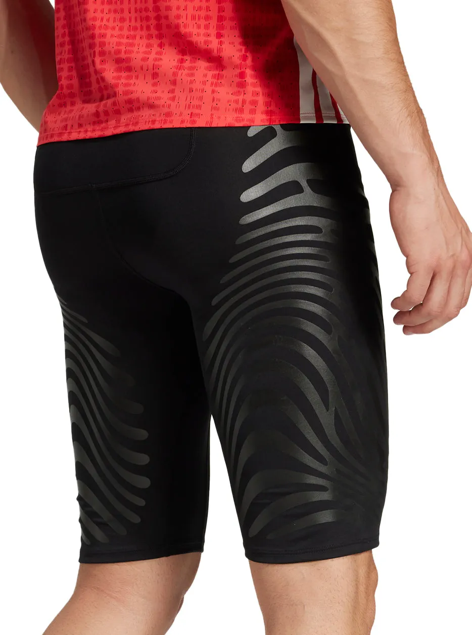 adidas Adizero Control Mens Short Running Tights With Stash Pocket - Black runners