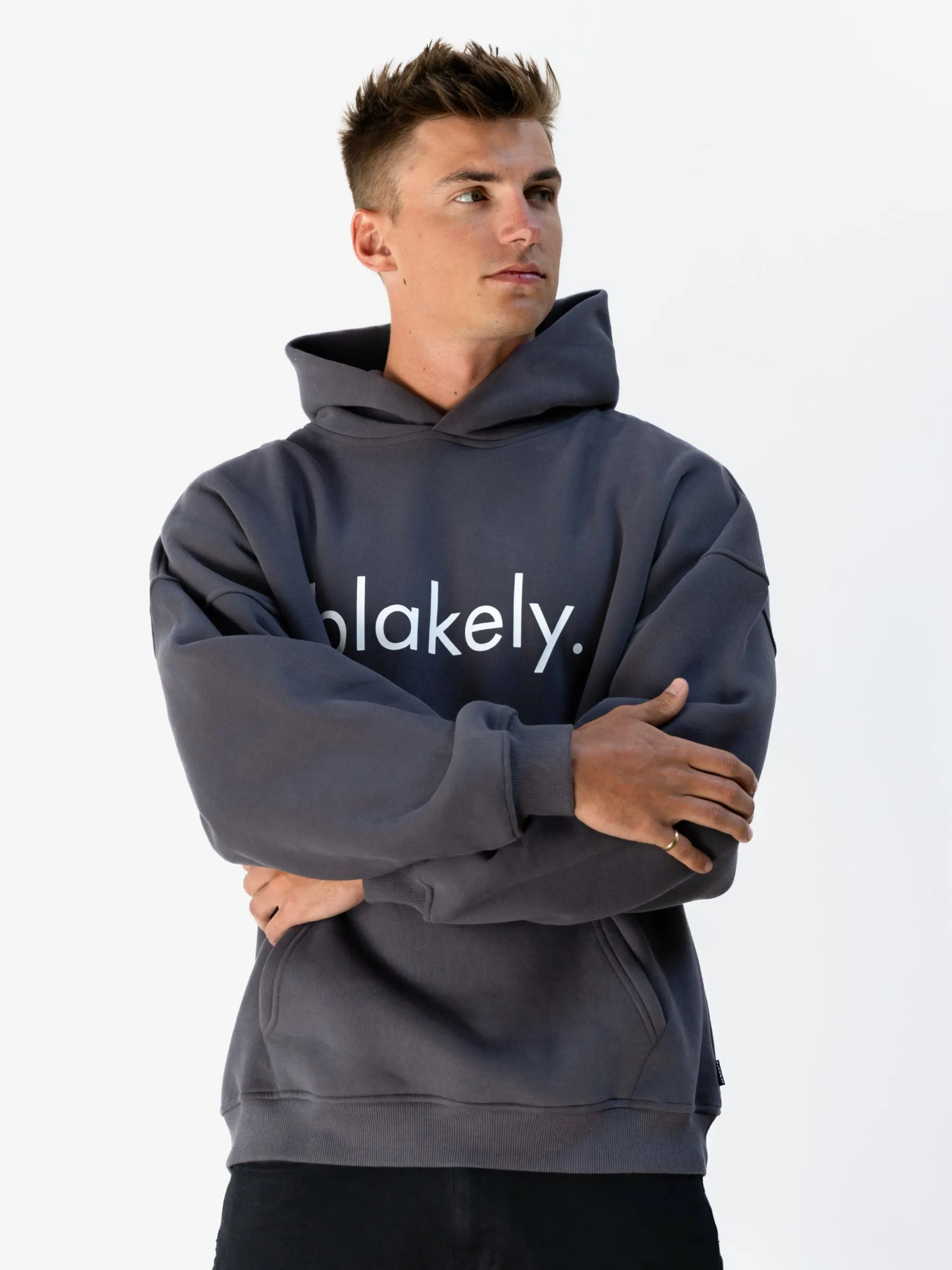 Pullover Style Abrasion Resistant Fabric Logo Relaxed Hoodie - Charcoal