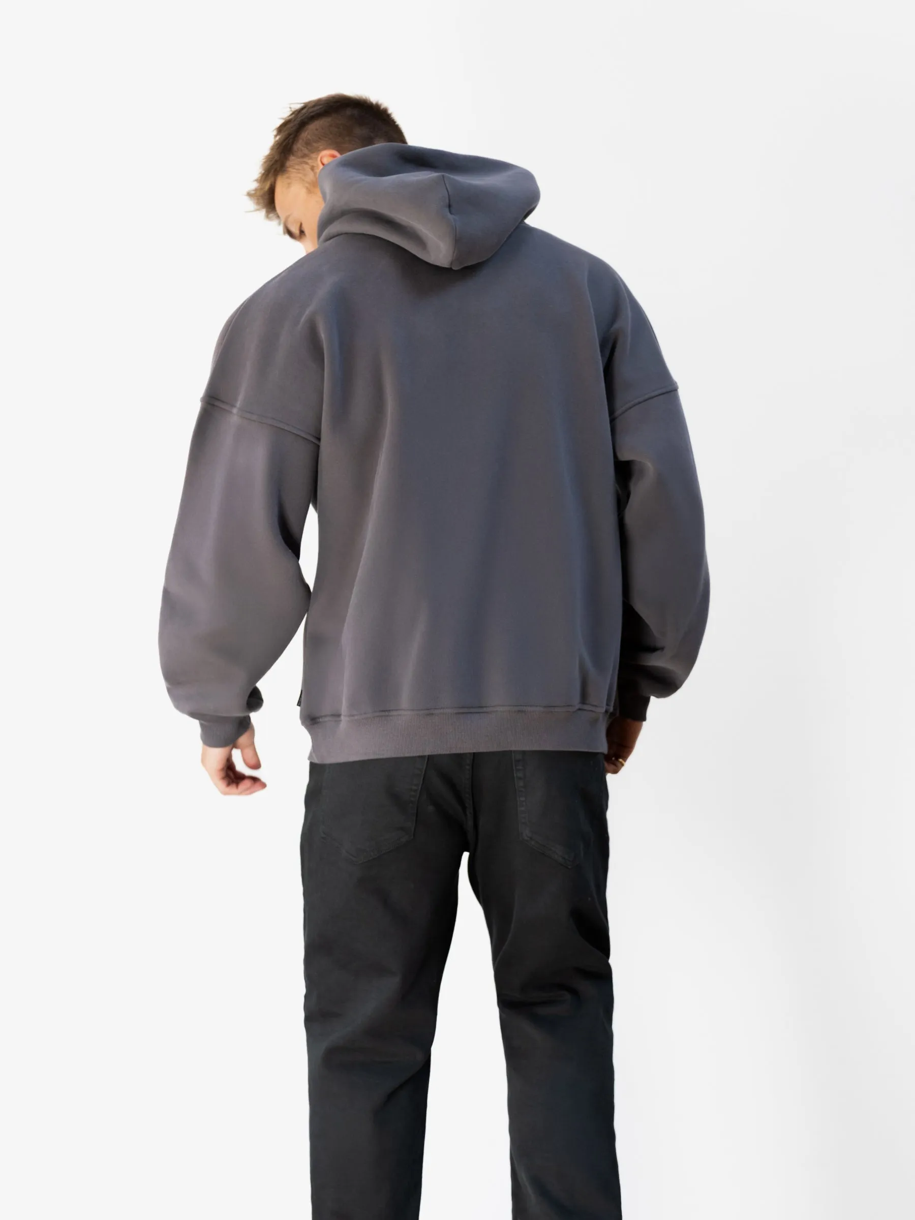 Logo Relaxed Hoodie - Charcoal Iridescent effect