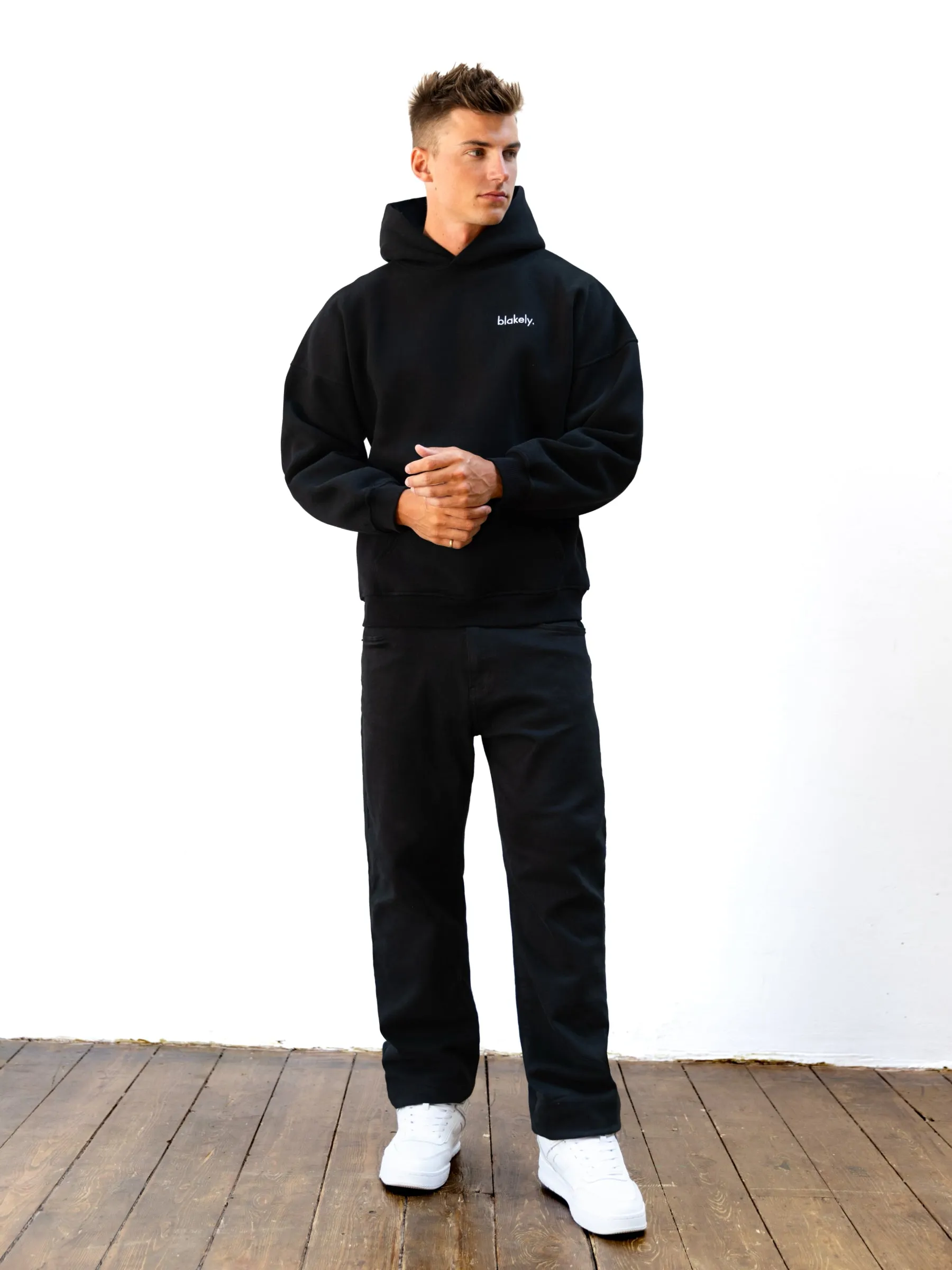 Mardi Gras wear minimalistic Sami Relaxed Hoodie - Black