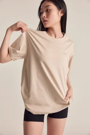 Contrast Inner Binding Oversized Tee in Oat